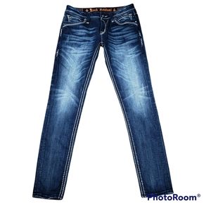 Rock Revival Charlotte Skinny Womens Dark Wash Designer Jeans Size 28 (30Wx31L)